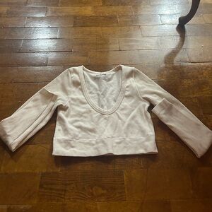 Garage Cream Ribbed V-Neck Top